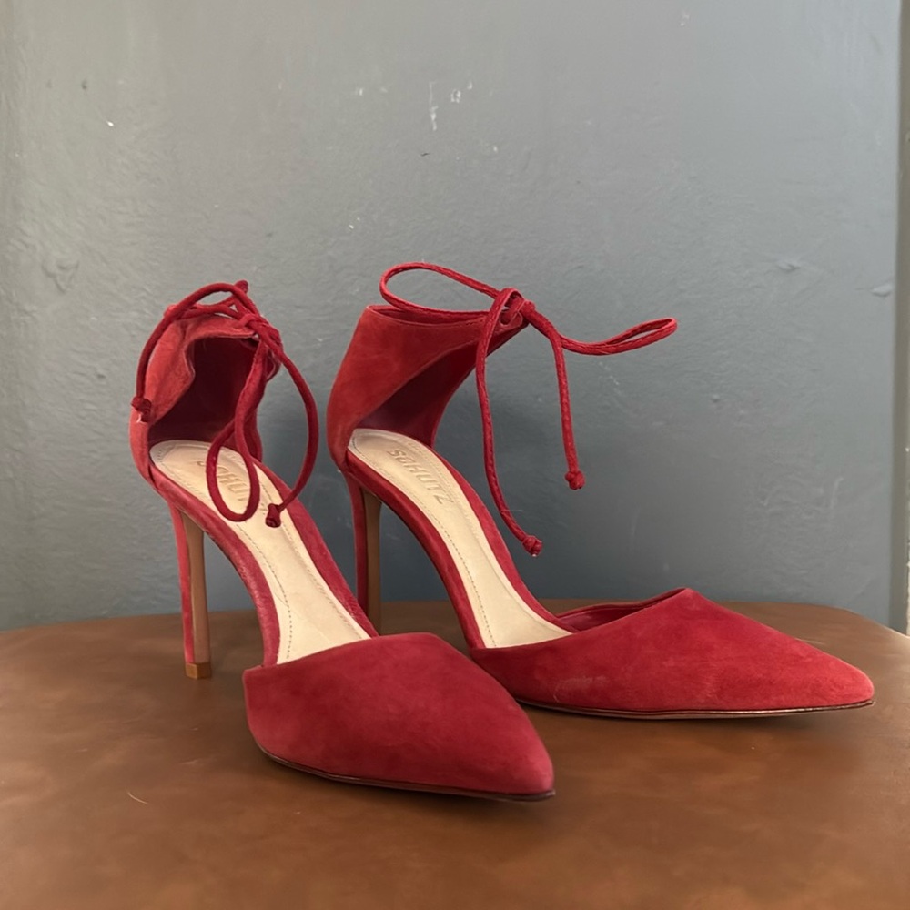Schutz gorgeous brick red suede heels. New in box!